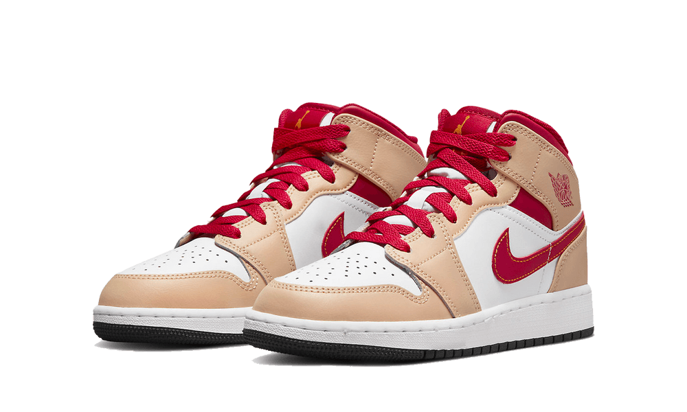 Air Jordan 1 Mid Light Curry Cardinal