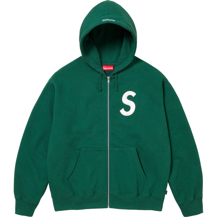 Supreme S Logo Zip Up Hooded Sweatshirt Dark Green