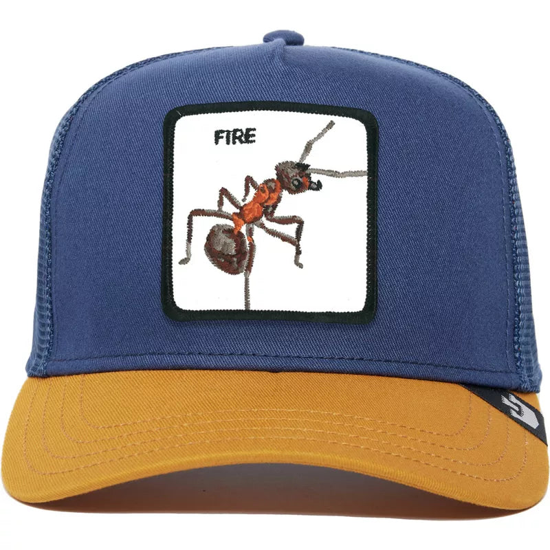 Goorin Bros Trucker Hormiga Fire The Farm Premium Azul y Marrón